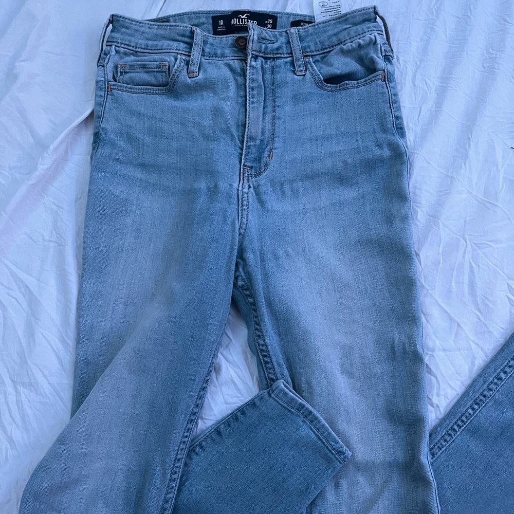 ultra high rise bleach washed jeans